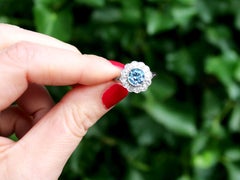 1950s 1.34 Carat Aquamarine and Diamond White Gold Cluster Ring
