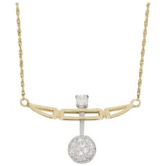 Vintage 1950s 14 Karat Gold Diamond Encrusted Articulated Slider Cherry Necklace