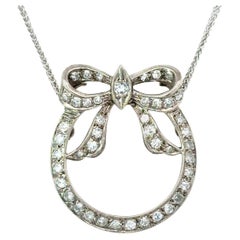 Vintage 1950s 1.40CT Diamond Bow Necklace
