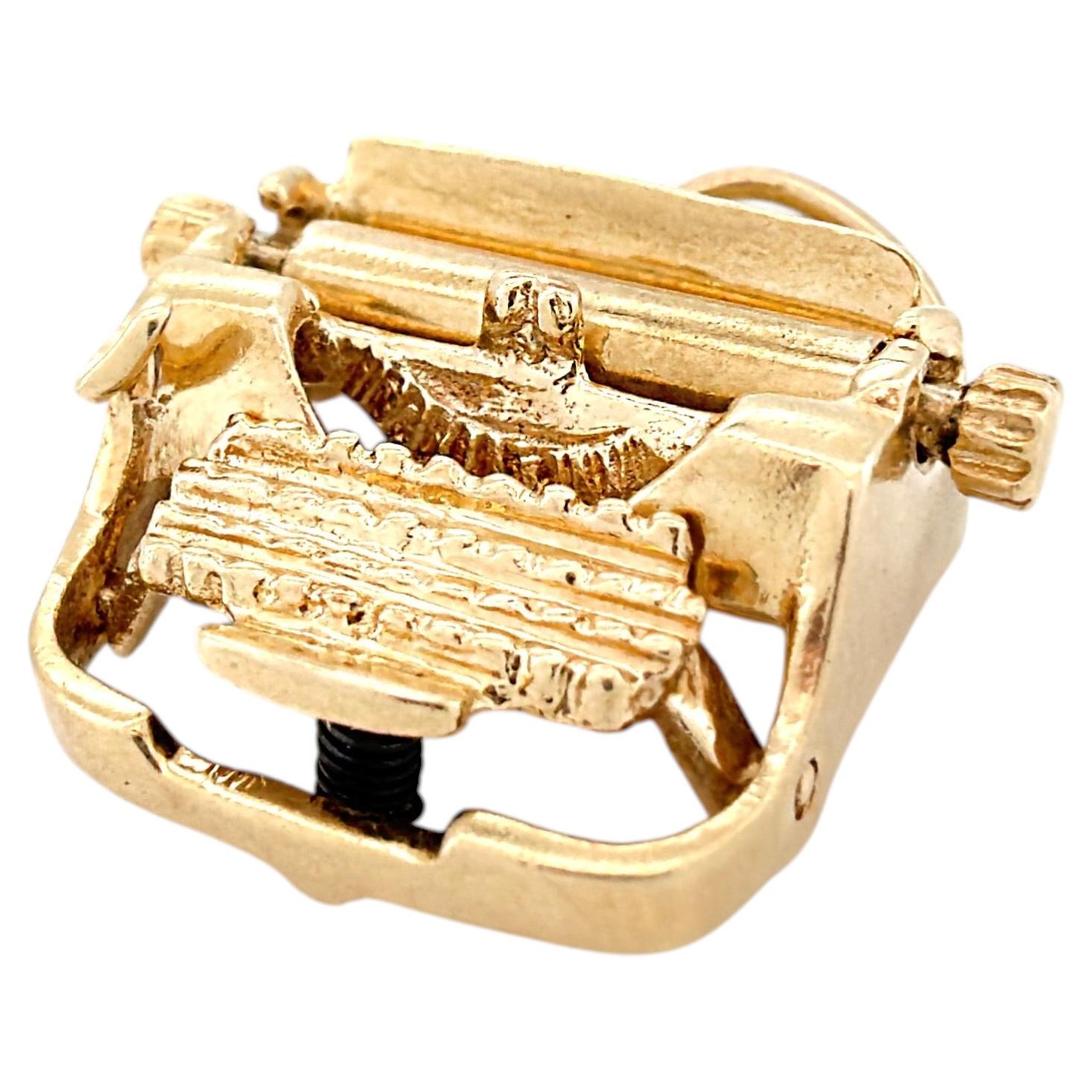 Vintage 1950s 14K Gold Articulating Typewriter Charm