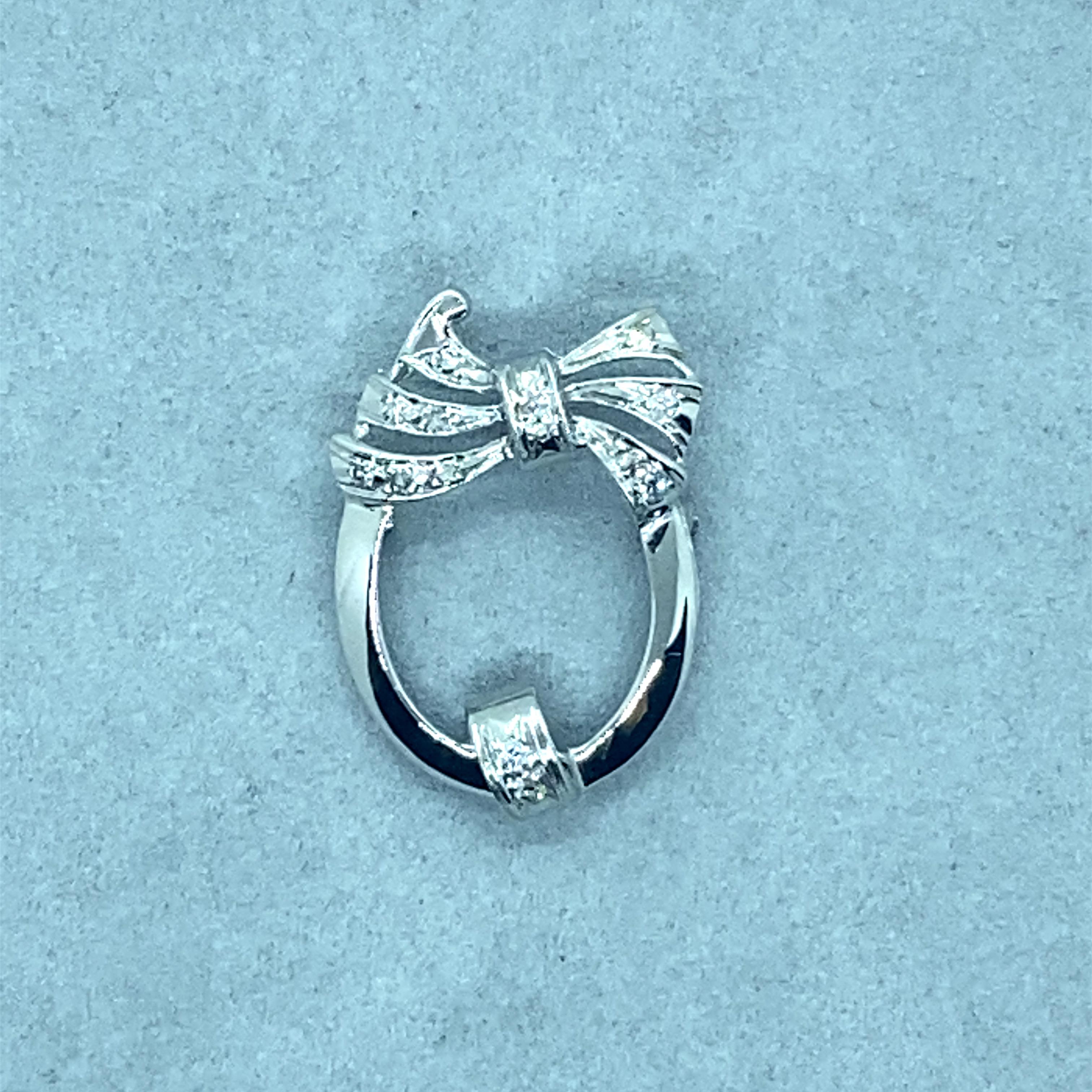 Women's Vintage 1950’s 14K White Gold Diamond Wreath Pin For Sale