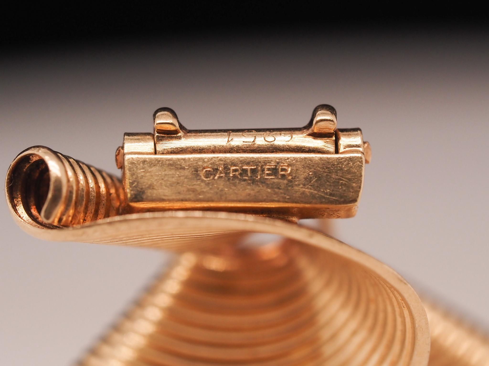 Women's Vintage 1950s 14K Yellow Gold Cartier Swirls Brooch Pin