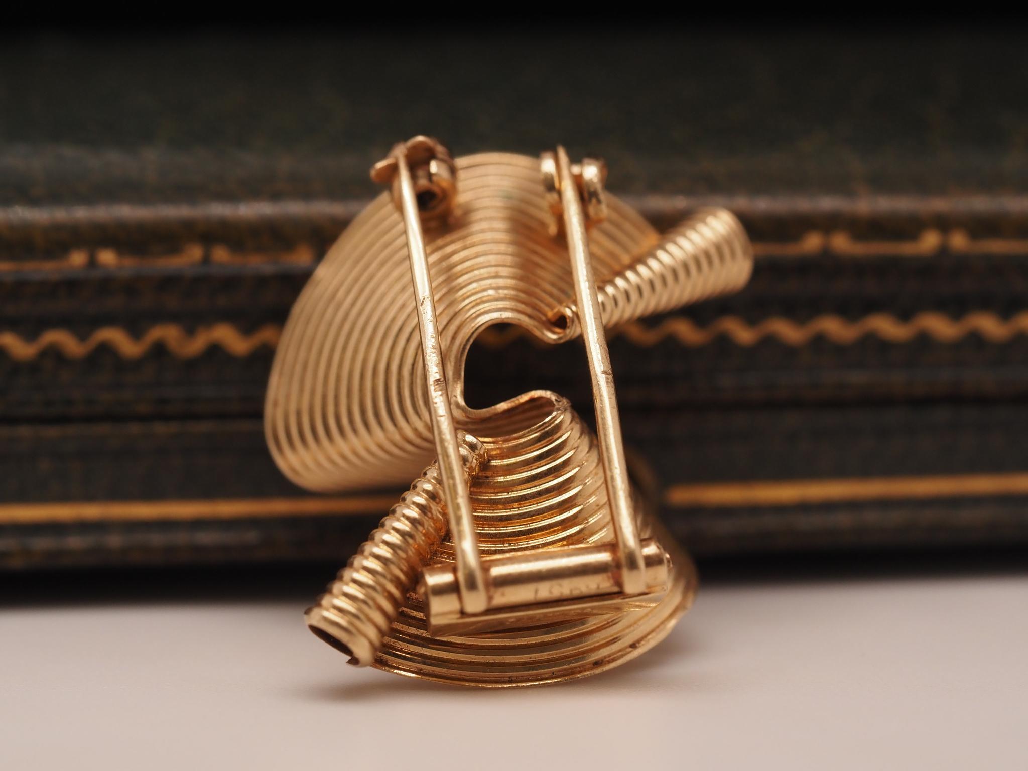 Vintage 1950s 14K Yellow Gold Cartier Swirls Brooch Pin 5