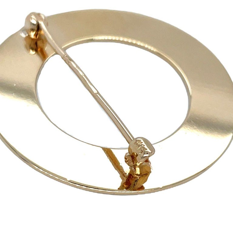 Broche Spirale Vintage En Or 14 Carats Avec Diamant - Bijou Ancien Des Années 1950