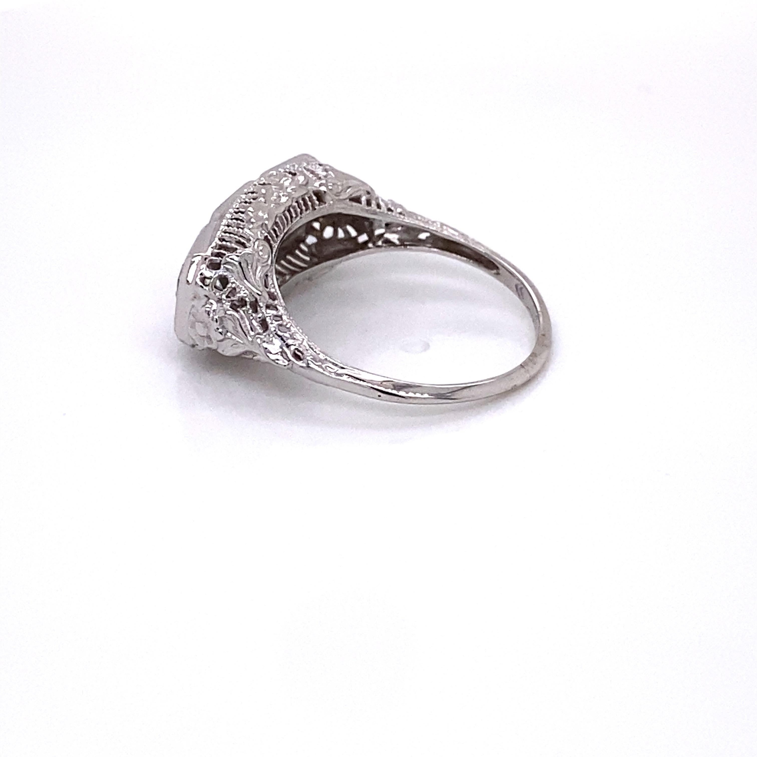 Filigraner Vintage 1950er Jahre 14 Karat Weißgold 3-Stein-Diamant-Ring 1,00 Karat im Angebot 6