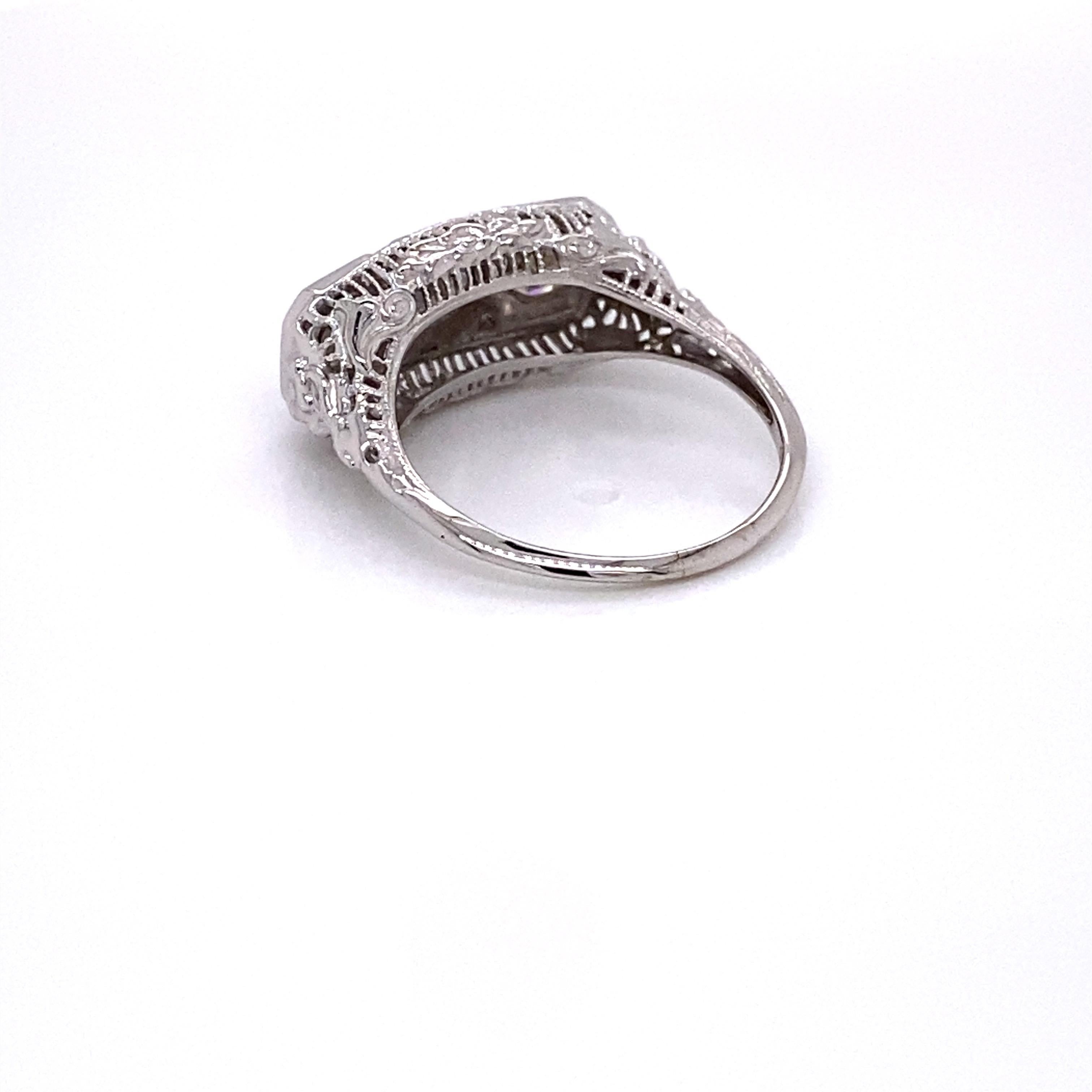 Filigraner Vintage 1950er Jahre 14 Karat Weißgold 3-Stein-Diamant-Ring 1,00 Karat im Angebot 7