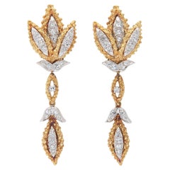Pendientes colgantes vintage años 50 con diamantes de 1,50 quilates