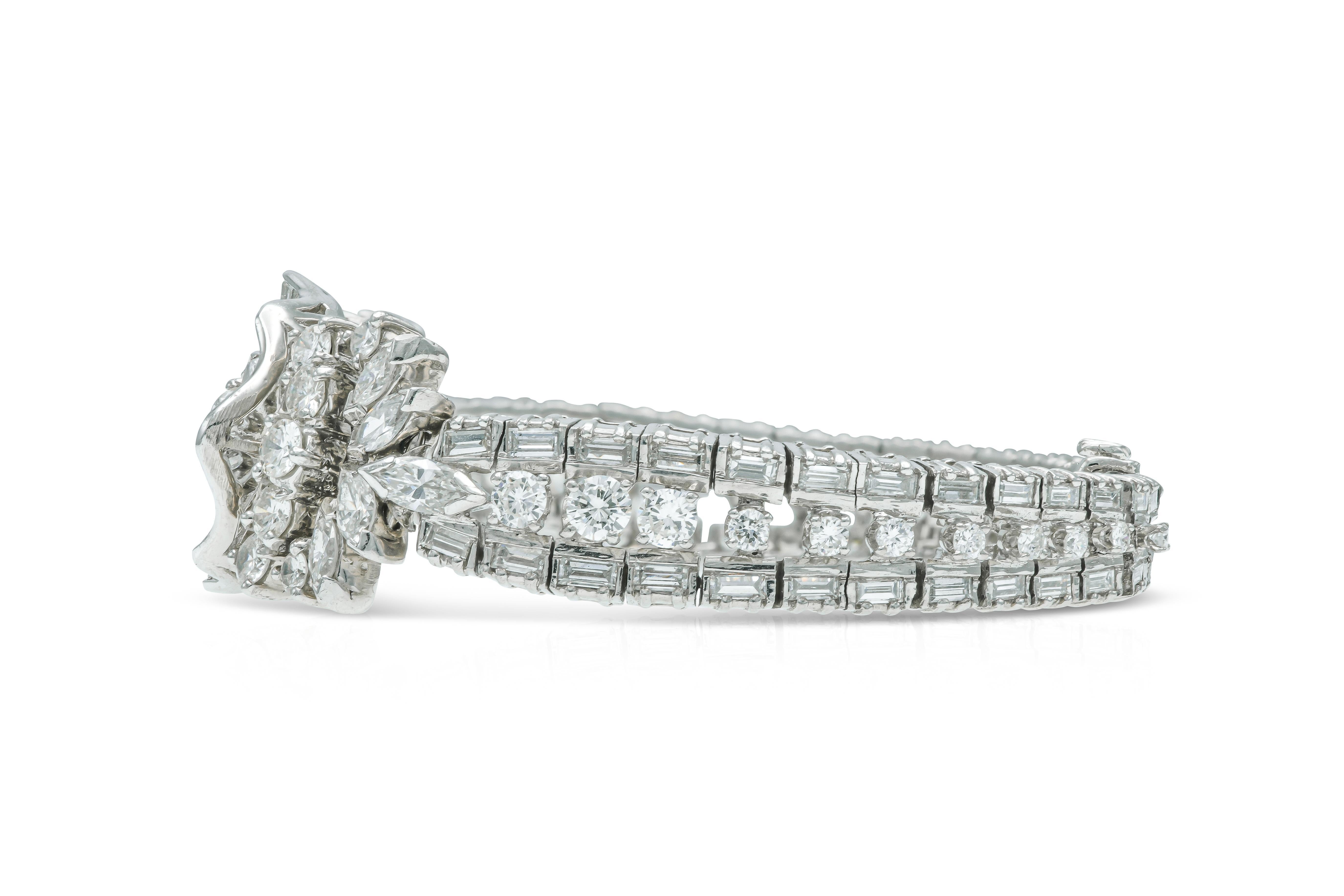Taille mixte Vintage 1950s 15.00 Carat Diamond Bracelet en vente