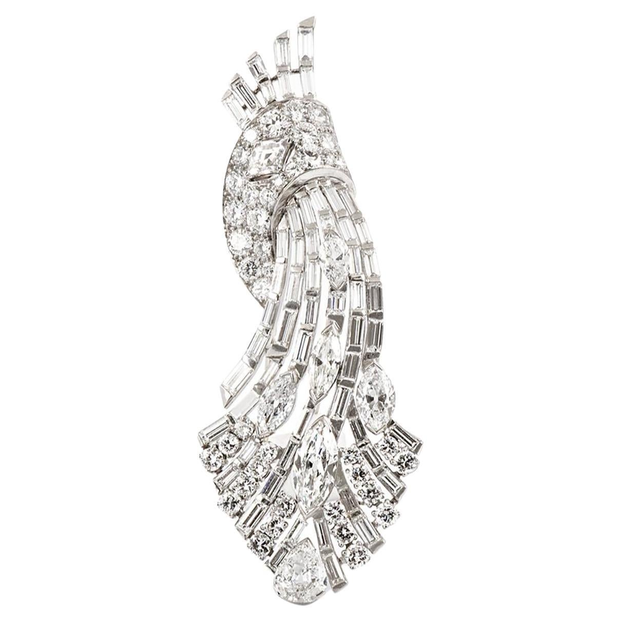 Vintage 1950s 15.00 Carat Diamond Brooch