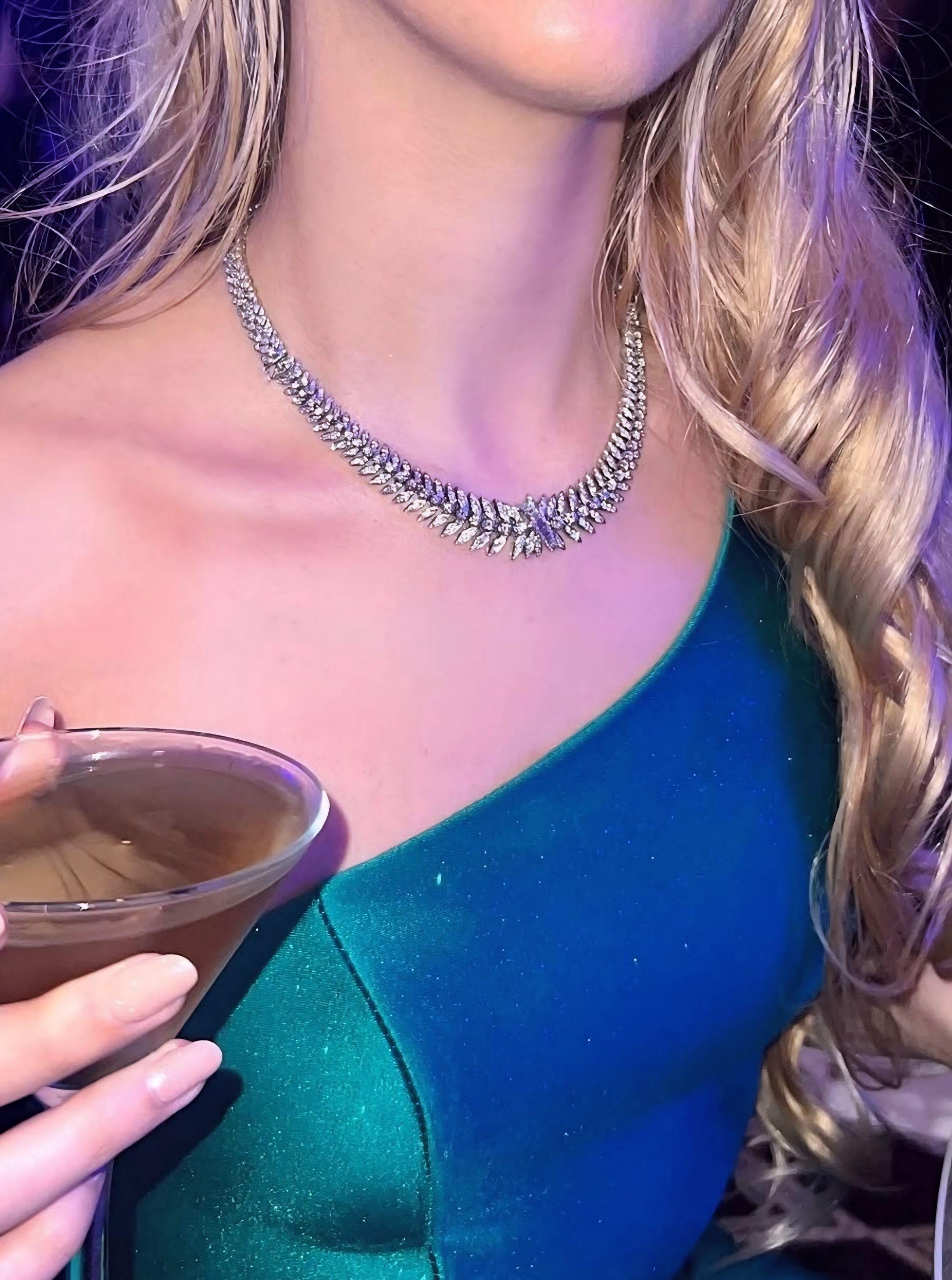 Vintage 1950s 15.00 Carat Diamond Necklace in vendita 1