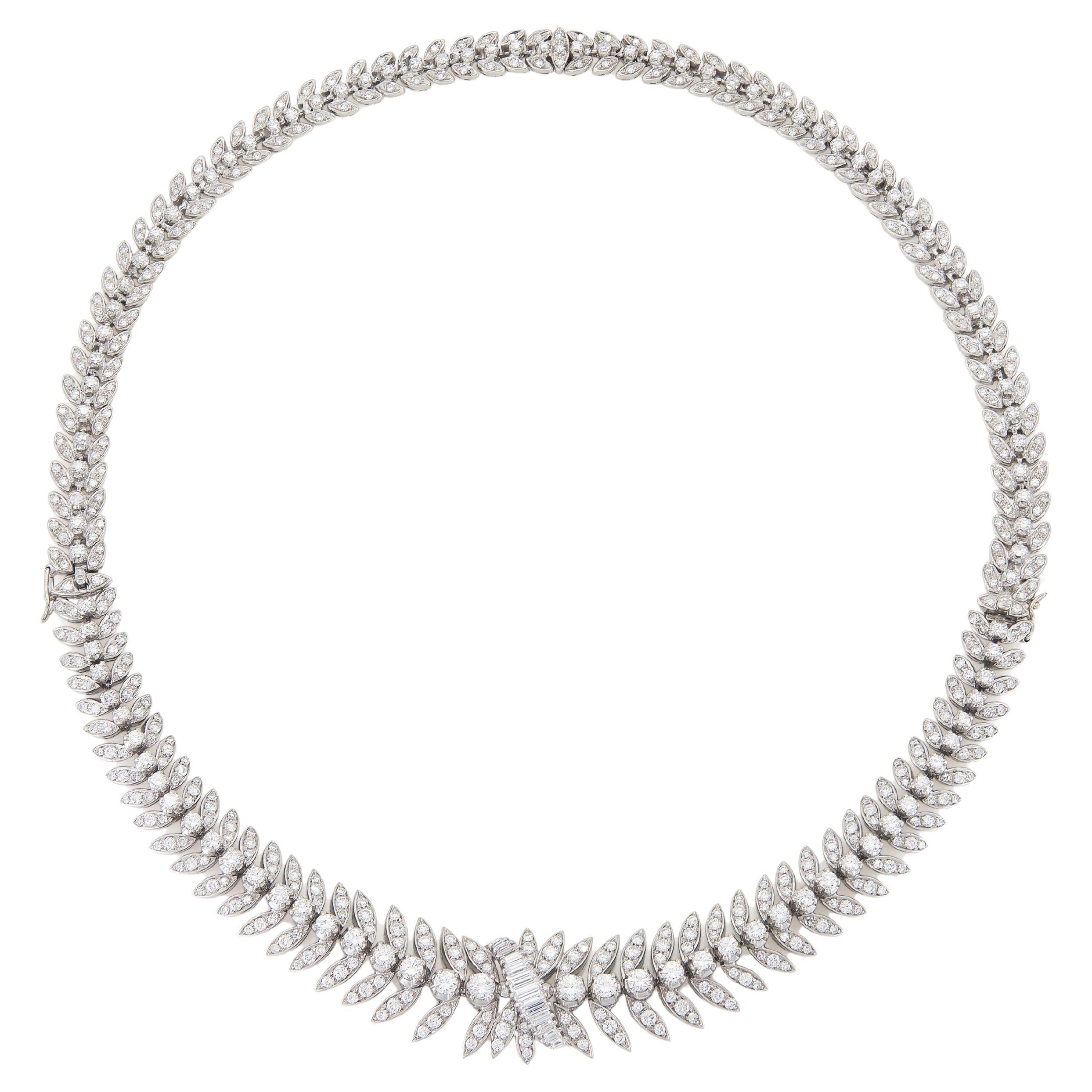 Vintage 1950s 15.00 Carat Diamond Necklace in vendita