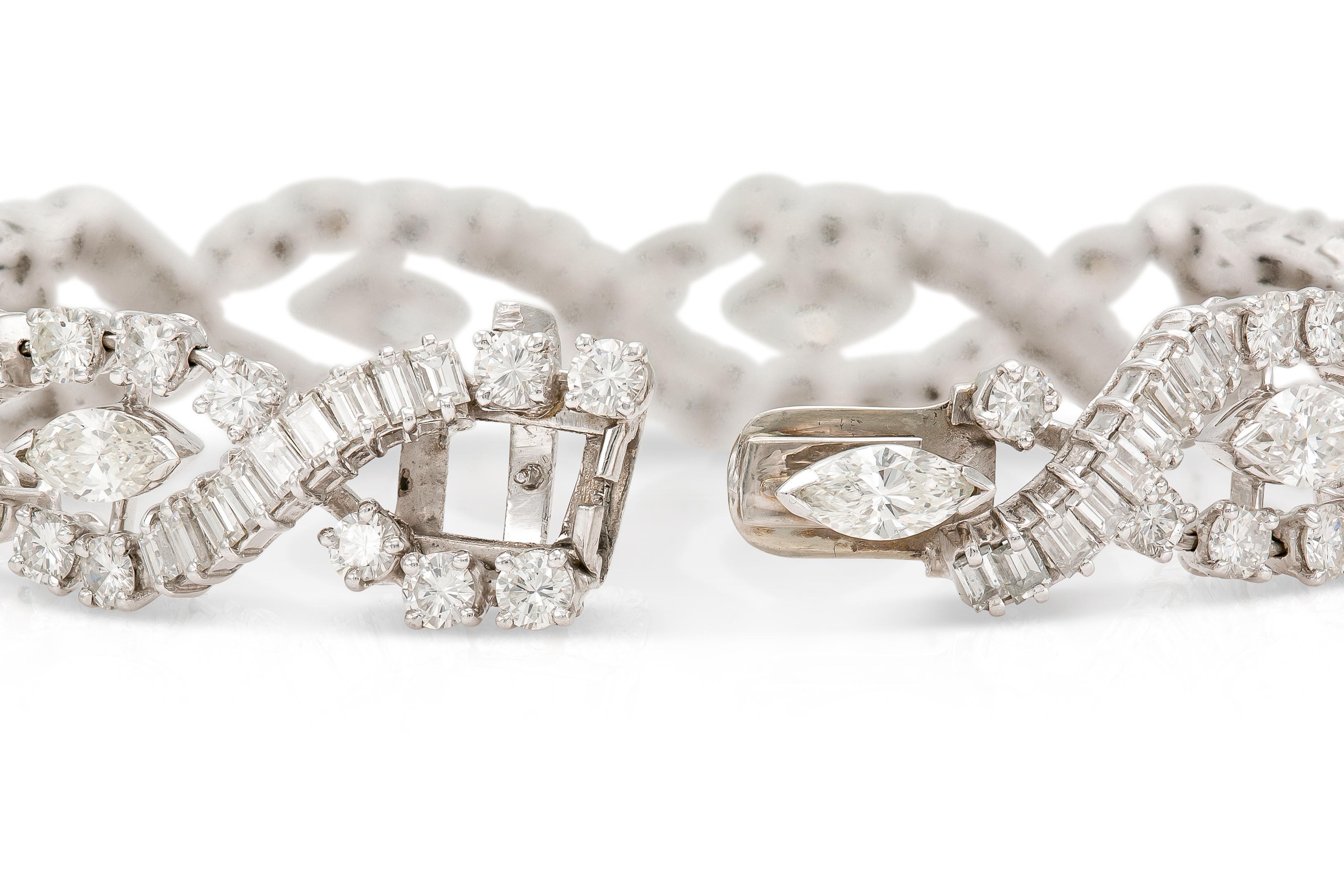 Bracciale vintage anni '50 con diamanti a taglio misto da 16,00 carati In condizioni buone in vendita a New York, NY