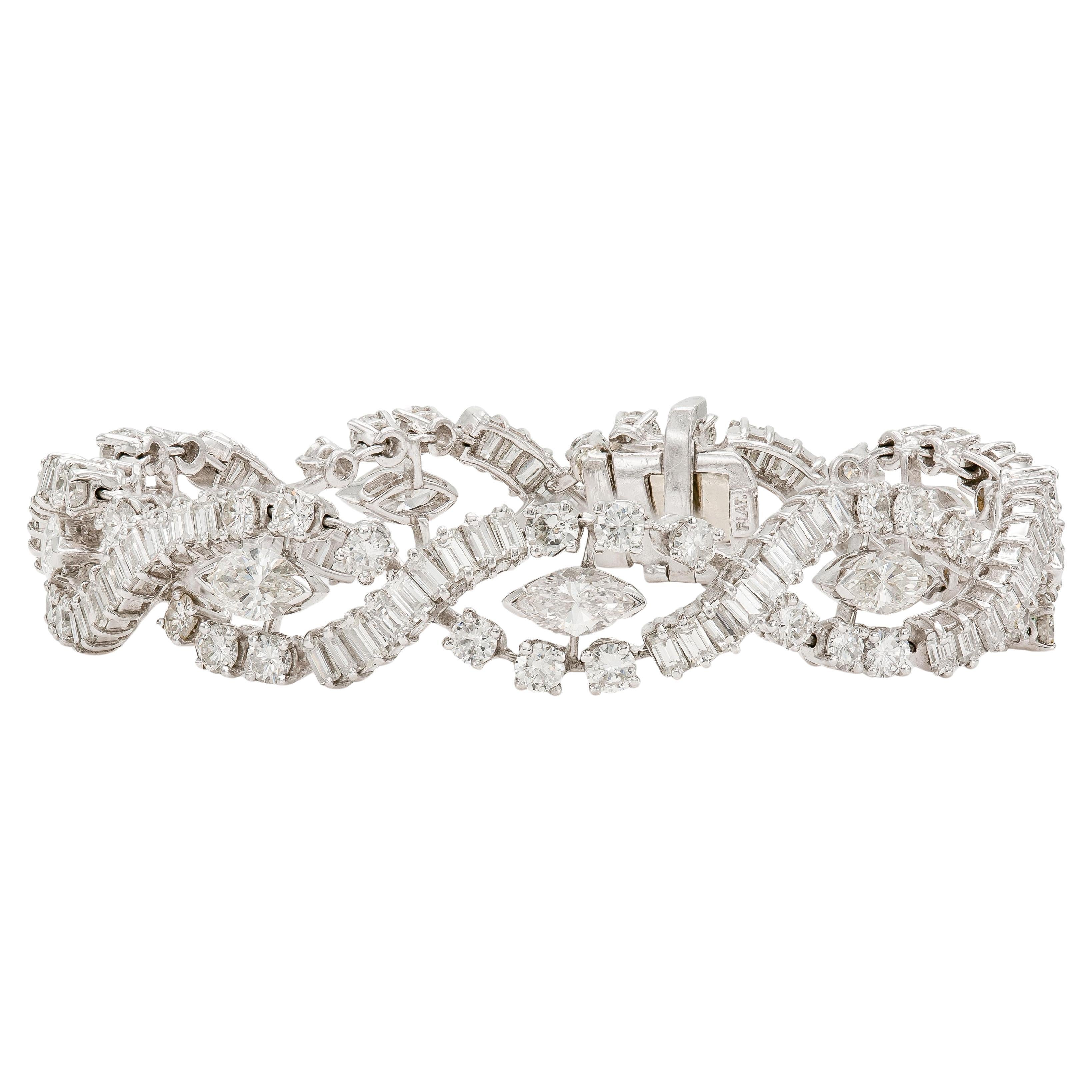 Vintage 1950er Jahre 16.00 Karat Diamantarmband mit gemischtem Schliff