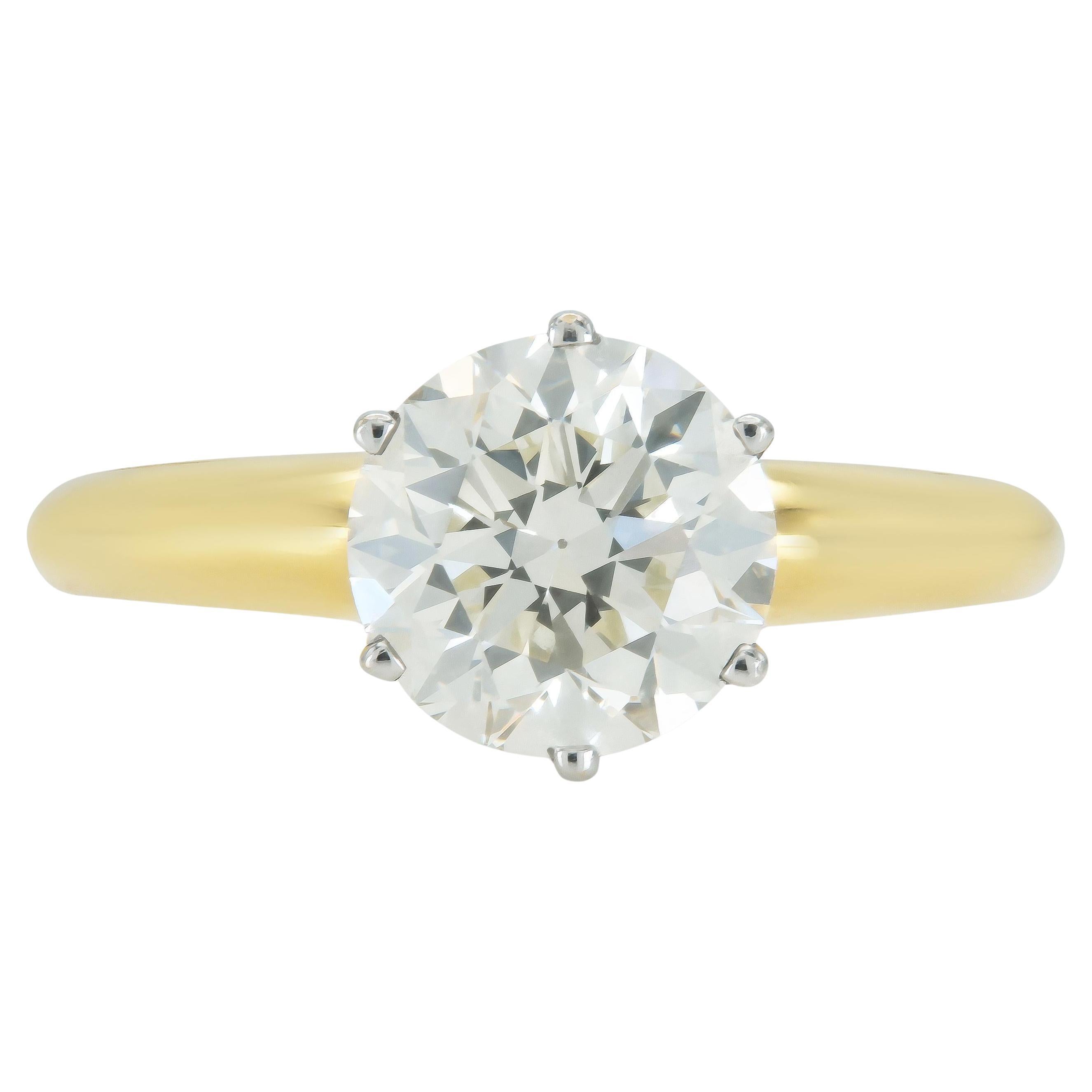 Vintage 1950s 1.77 Carat Old European Cut Solitaire Diamond Engagement Ring