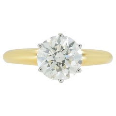 Vintage 1950s 1.77 Carat Old European Cut Solitaire Diamond Engagement Ring