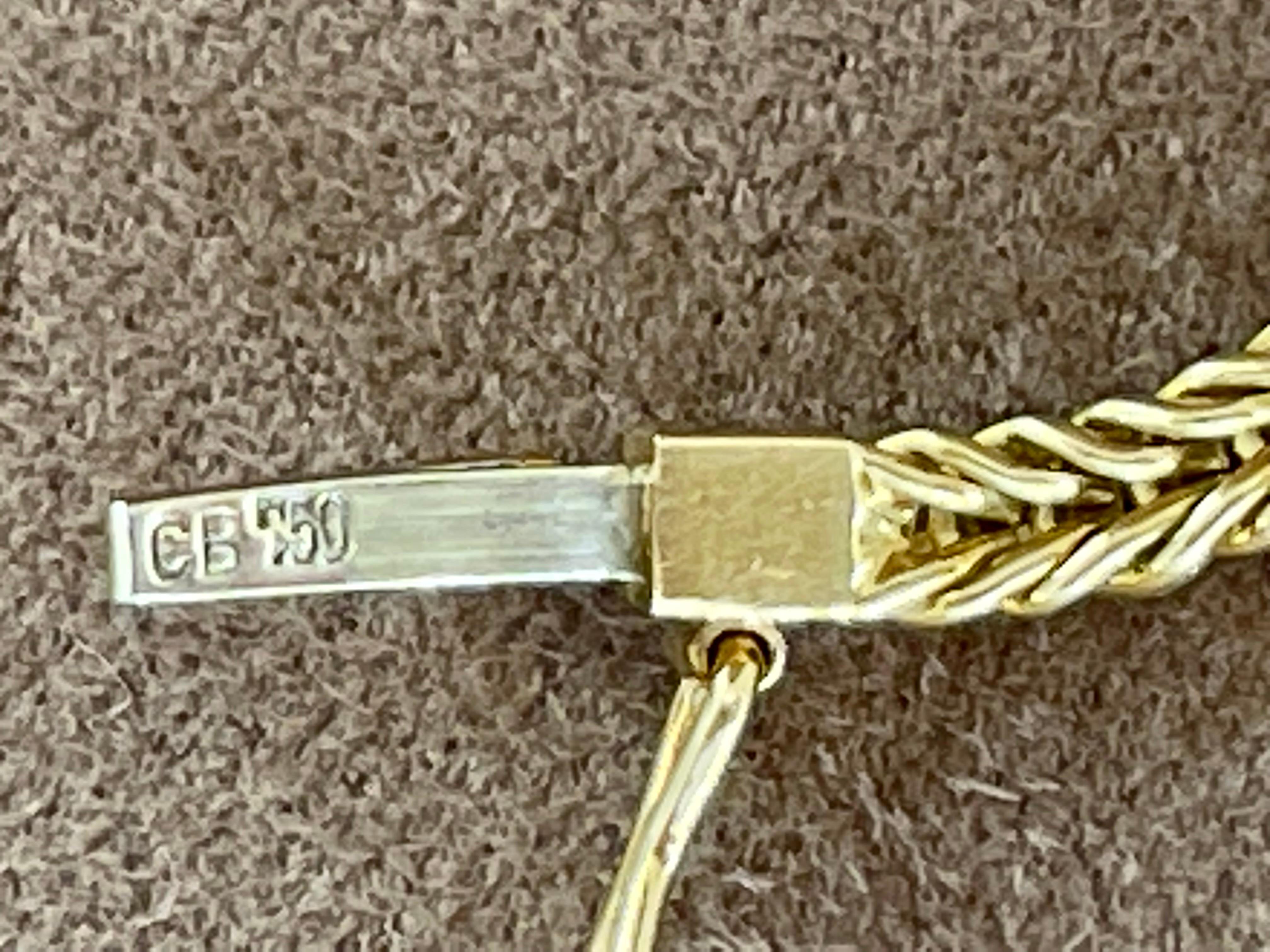 Vintage 1950s 18 K Yellow Gold Twist Wire Diamond Necklace Bucherer Switzerland For Sale 1