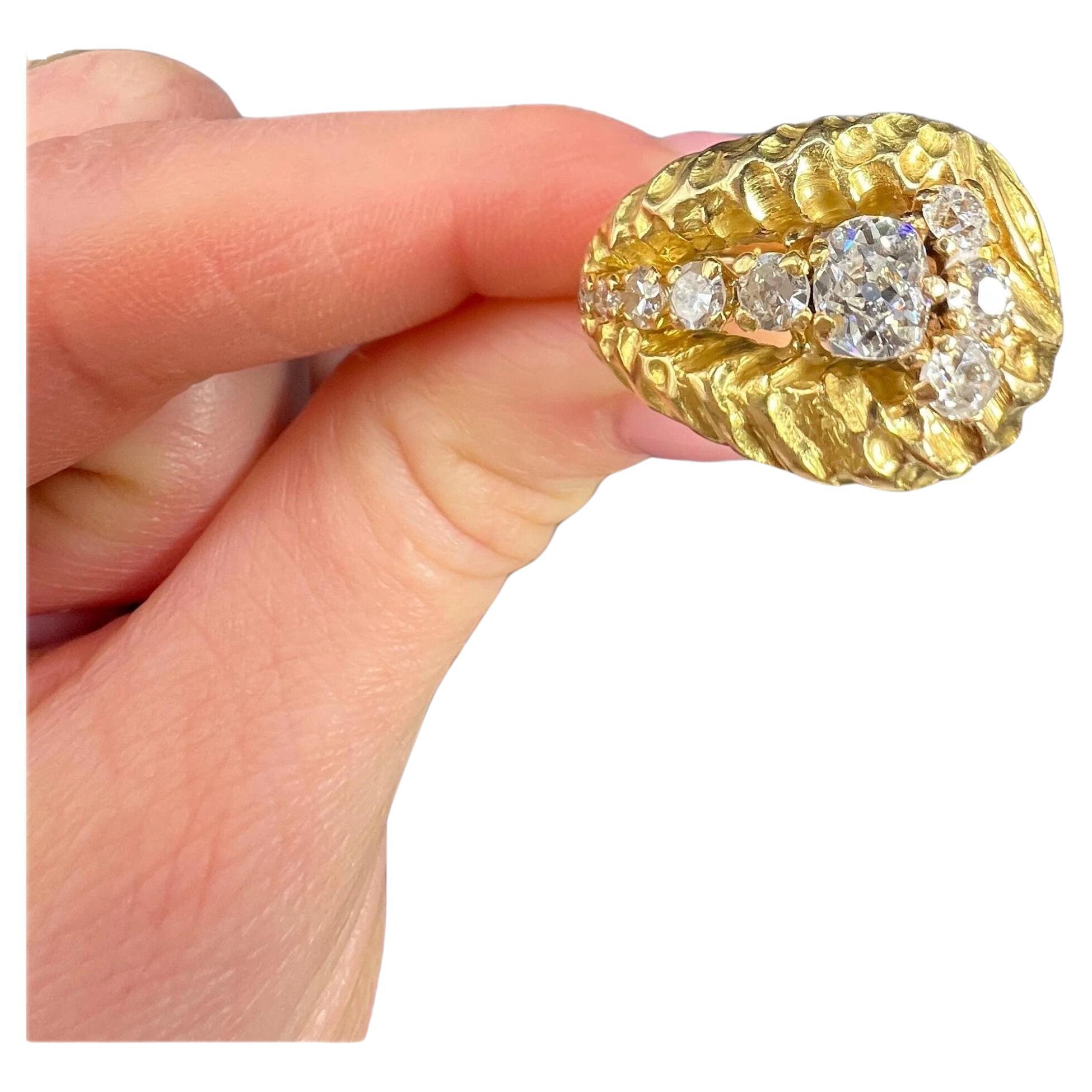 Vintage 1950s 18ct Yellow Gold French Hallmarked, Diamond Buckle Ring