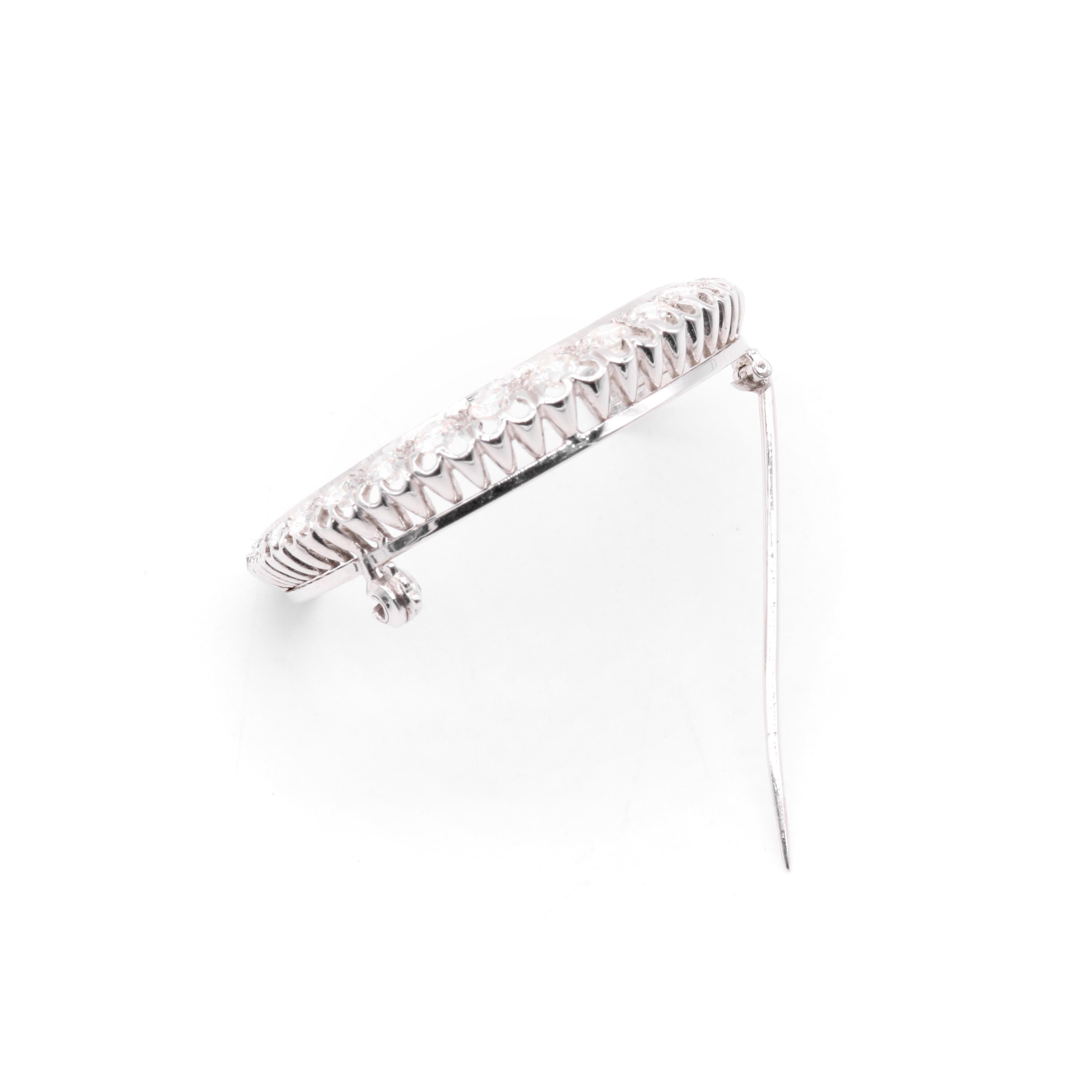 Vintage 1950s 18K White Gold 1ctw Diamond Crescent Brooch 6