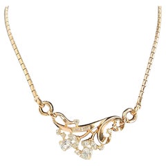 Collier vintage des années 1950-1960 avec des boutons de fleurs en strass