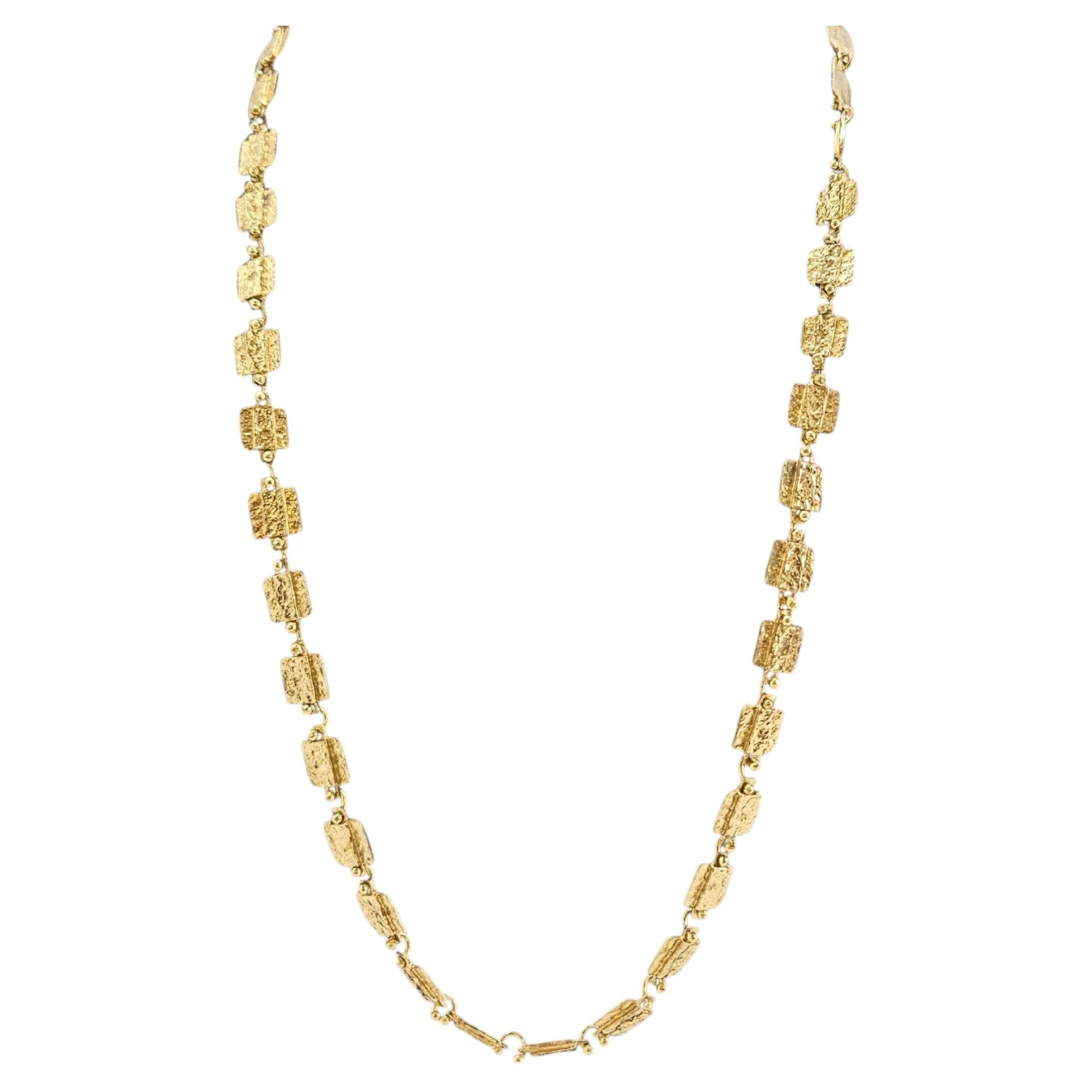 Collier vintage de style brutaliste « Nugget » des années 1950-1970, couleur or