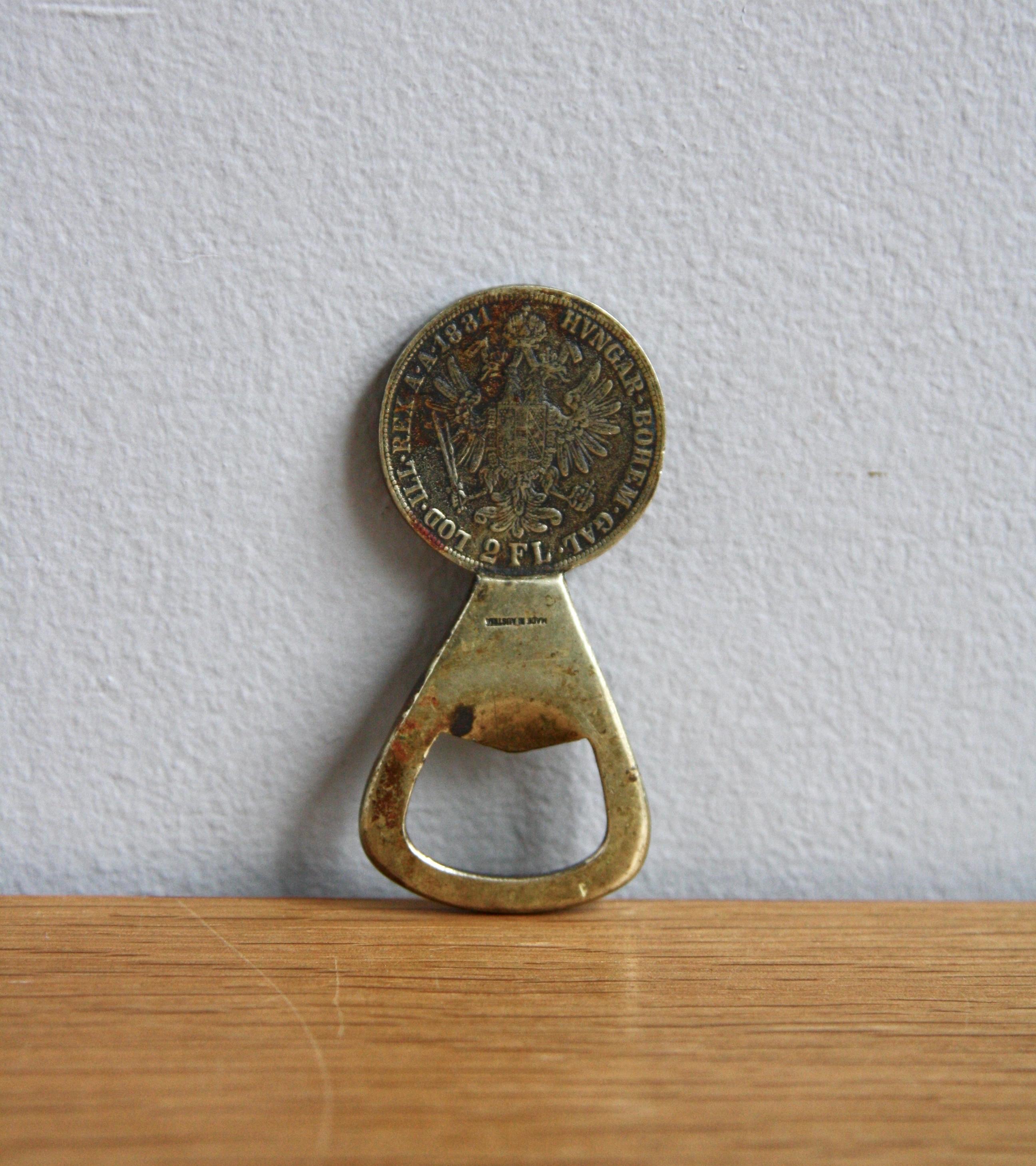 Vintage 1950s 2 Florin Coin Bottle Opener Carl Auböck In Excellent Condition In London, GB