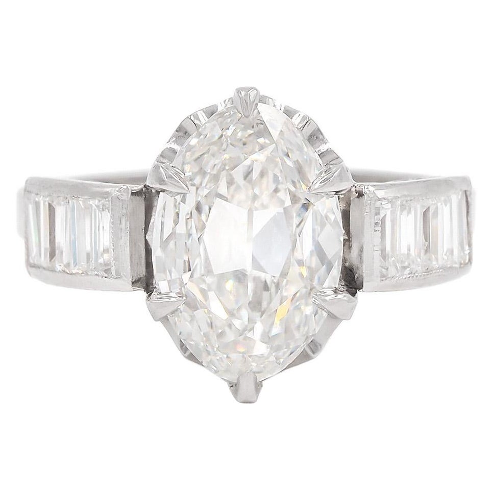 Verlobungsring mit 2,00 Karat GIA Diamant im Ovalschliff, 1950er Jahre