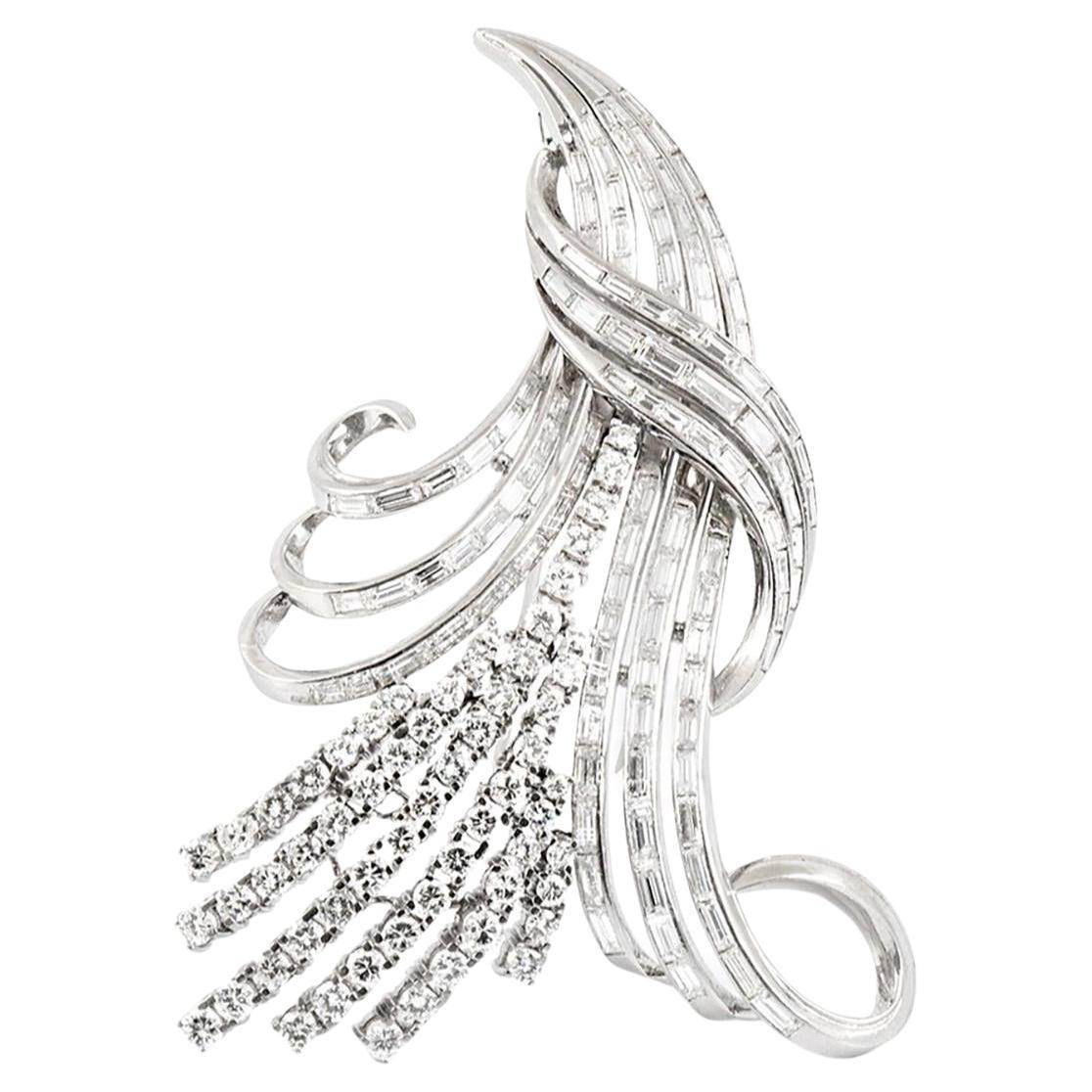Broche Vintage 1950s 20.00 Carat Diamond Brooch