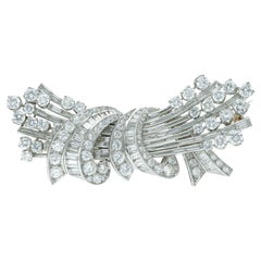Vintage 1950s 20.00 Carat Diamond Double Clip Brooch