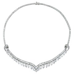 Vintage 1950s 20.00 Carat Multi-Cut Diamond Necklace