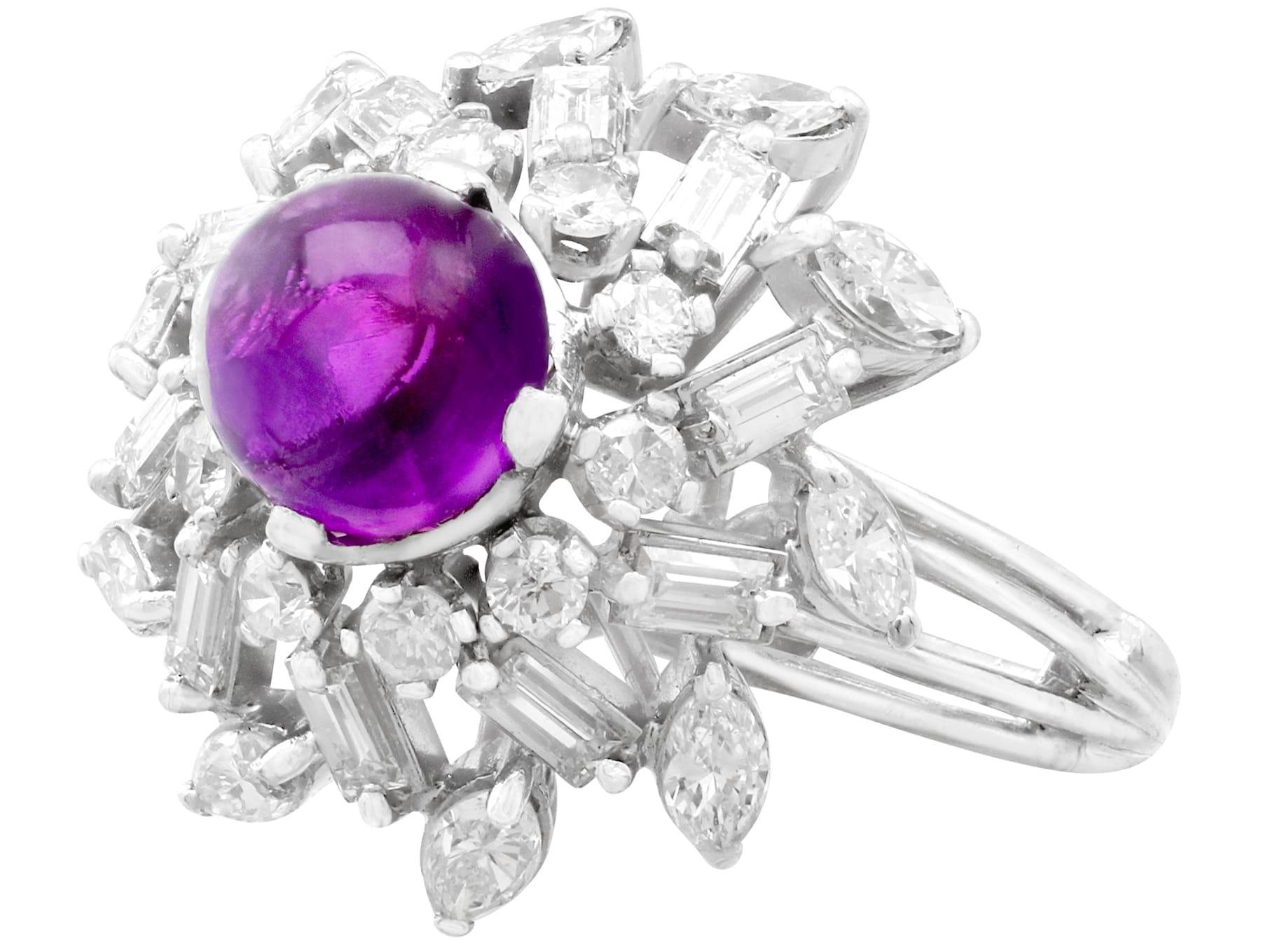 Weißgold-Cocktailring, Vintage 1950er Jahre, 2,15 Karat Amethyst, 2,13 Karat Diamant im Zustand „Hervorragend“ im Angebot in Jesmond, Newcastle Upon Tyne