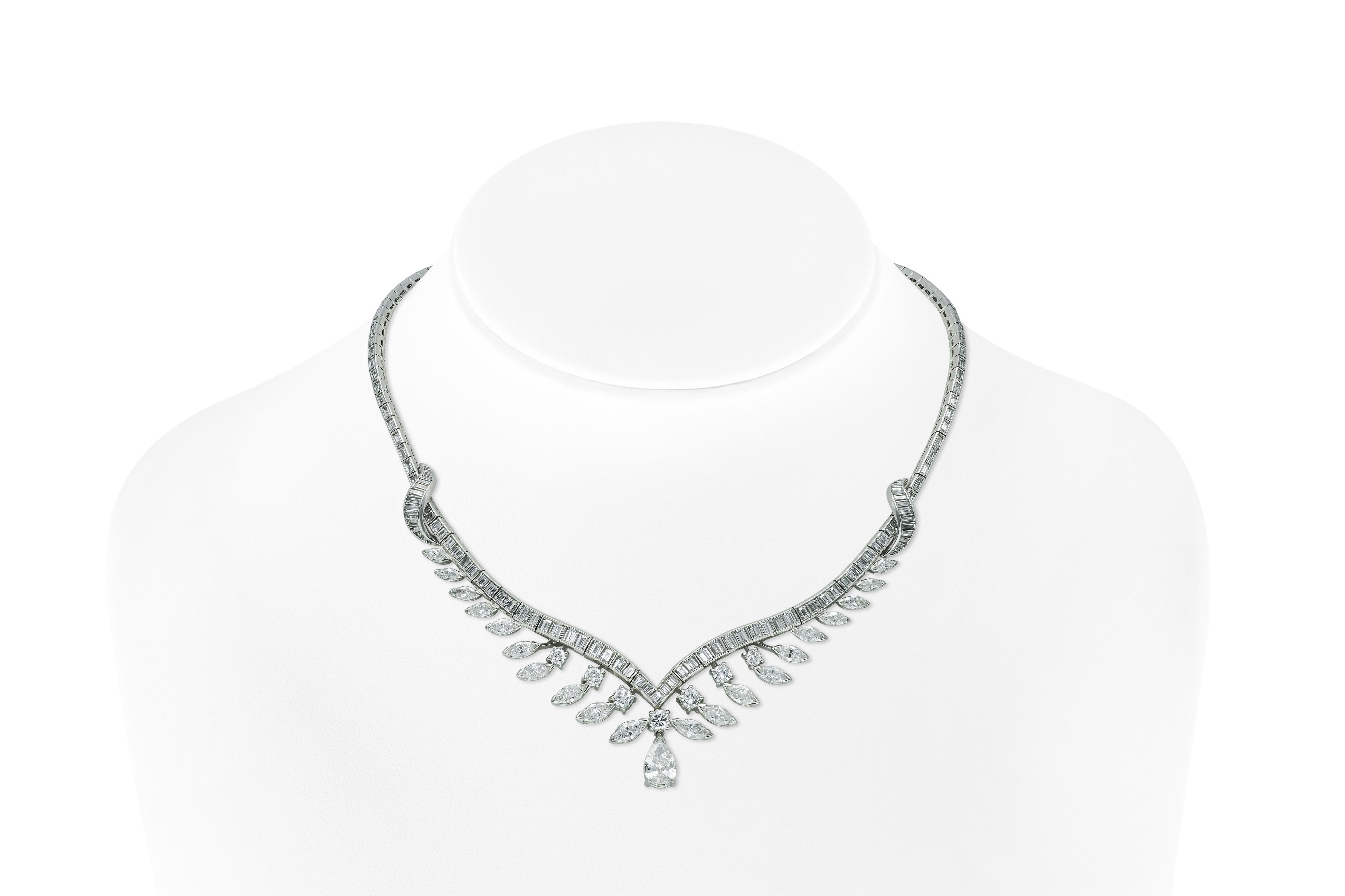 Taglio a goccia Vintage By 1950: collana a goccia con diamante multi taglio da 21,50 carati in vendita