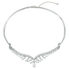 Vintage 1950s 21.50 Carat Multi-Cut Diamond Pear Drop Necklace