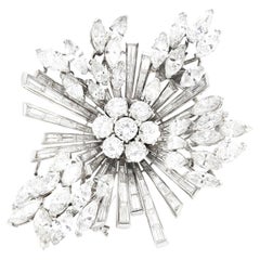 Vintage 1950s 23.00 Carat Diamond Floral Burst Brooch