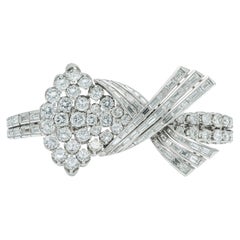 Vintage 1950s 25.00 Carat Round Brilliant and Baguette Cut Diamond Bracelet