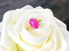 Vintage 1950s 2.68 Carat Cabochon Cut Star Ruby Diamond Gold Engagement Ring