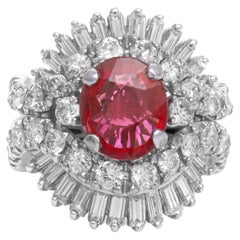 Bague vintage des années 1950 avec rubis de 2,68 carats et diamants de 3,50 carats