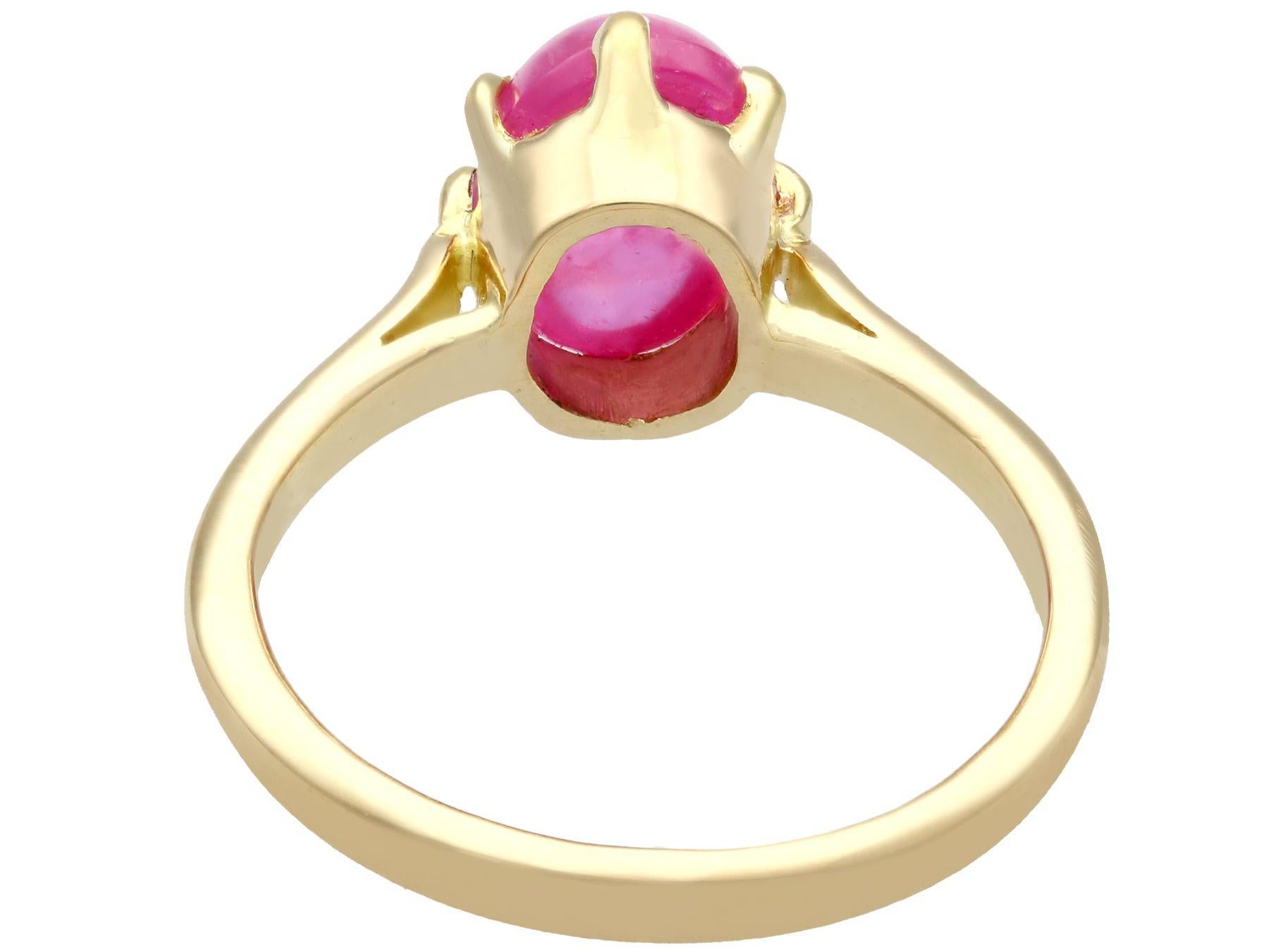 Women's Vintage 1950s 2.68 Carat Cabochon Cut Star Ruby Diamond Gold Engagement Ring For Sale