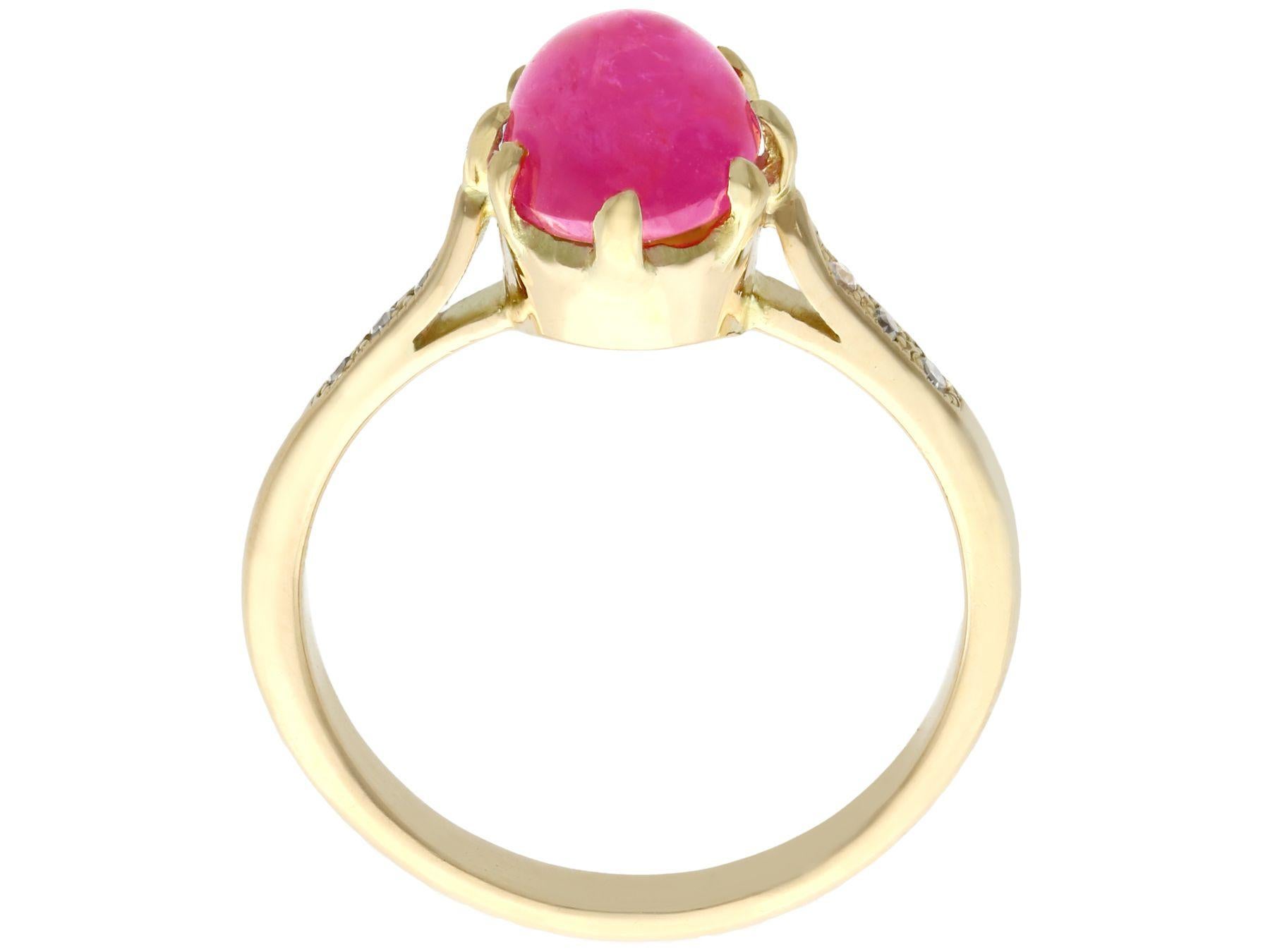 Vintage 1950s 2.68 Carat Cabochon Cut Star Ruby Diamond Gold Engagement Ring For Sale 1