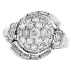 Anillo de bola de diamantes vintage de los años 50 de 3,00 quilates