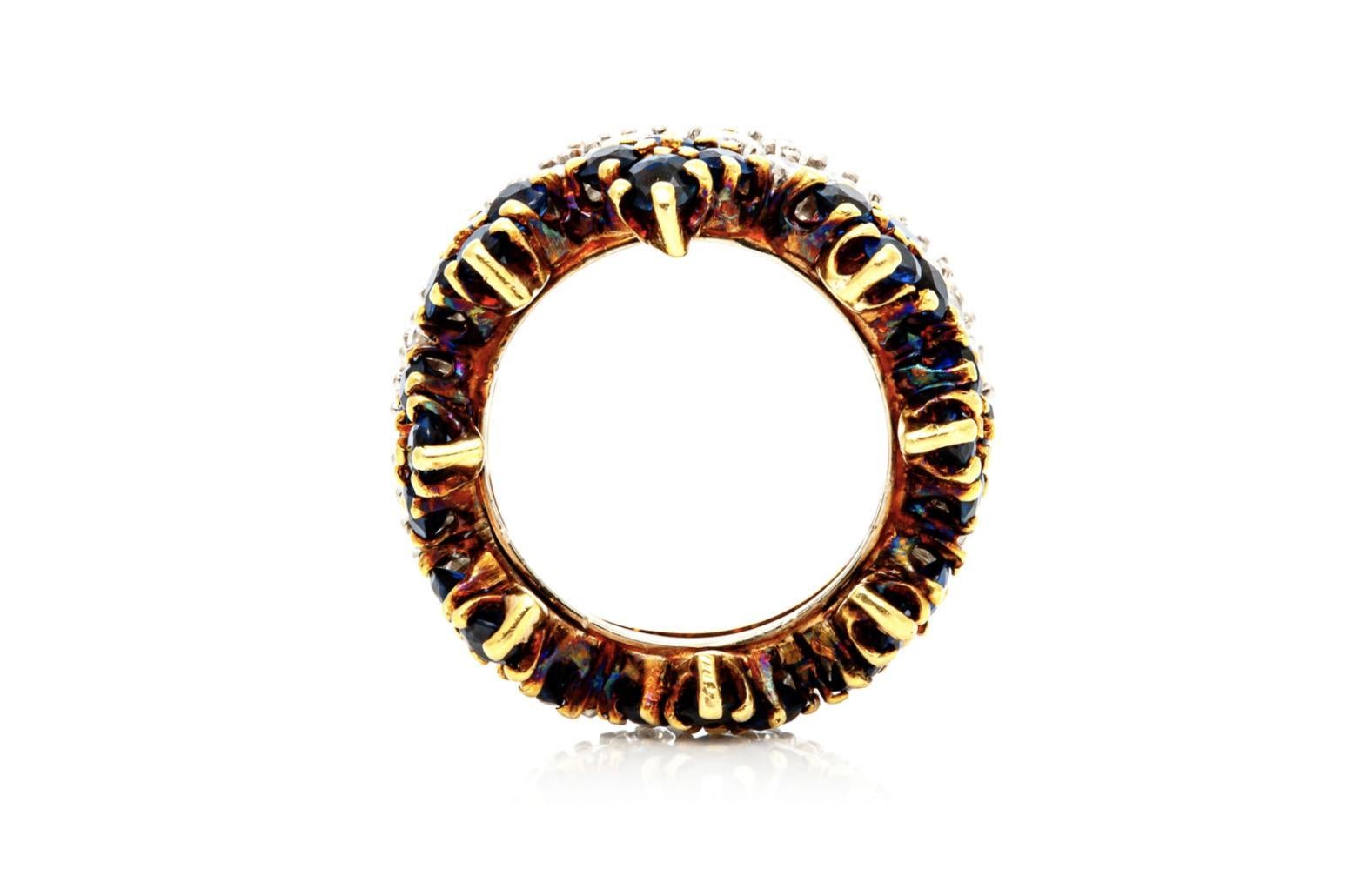 Vintage 1950s 3,00 Karat Saphir und 2,30 Karat Diamant Band im Zustand „Gut“ im Angebot in New York, NY