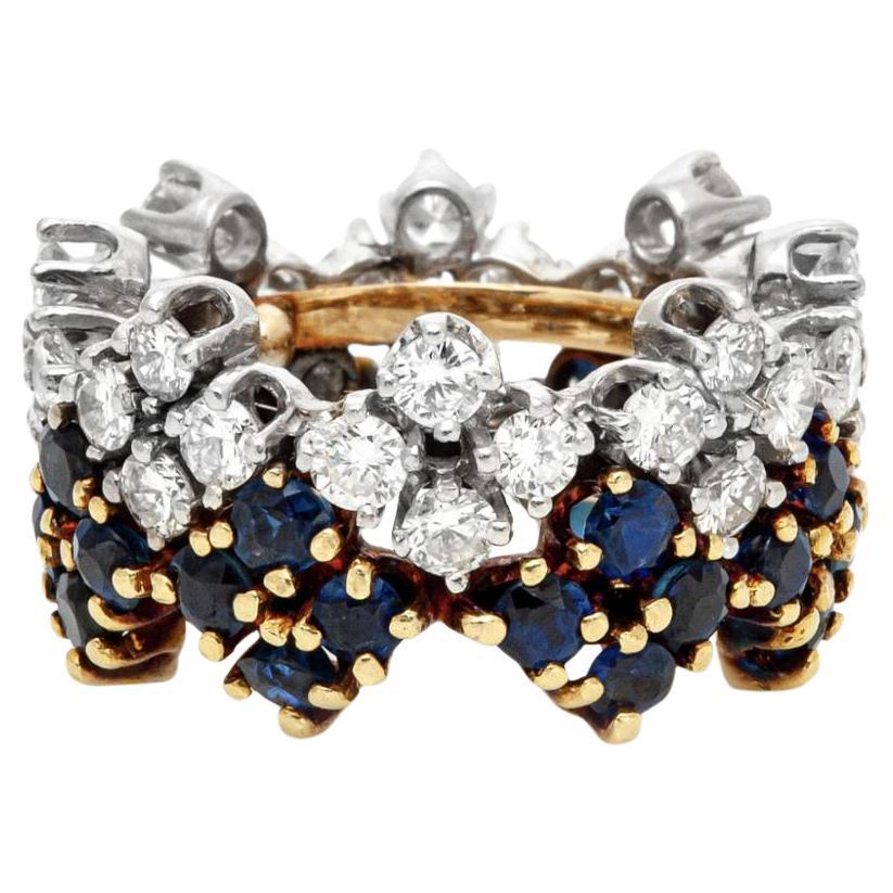 Vintage 1950s 3,00 Karat Saphir und 2,30 Karat Diamant Band im Angebot