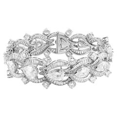 Vintage 1950s 30.00 Carat Pear, Round & Baguette Cut Diamond Bracelet