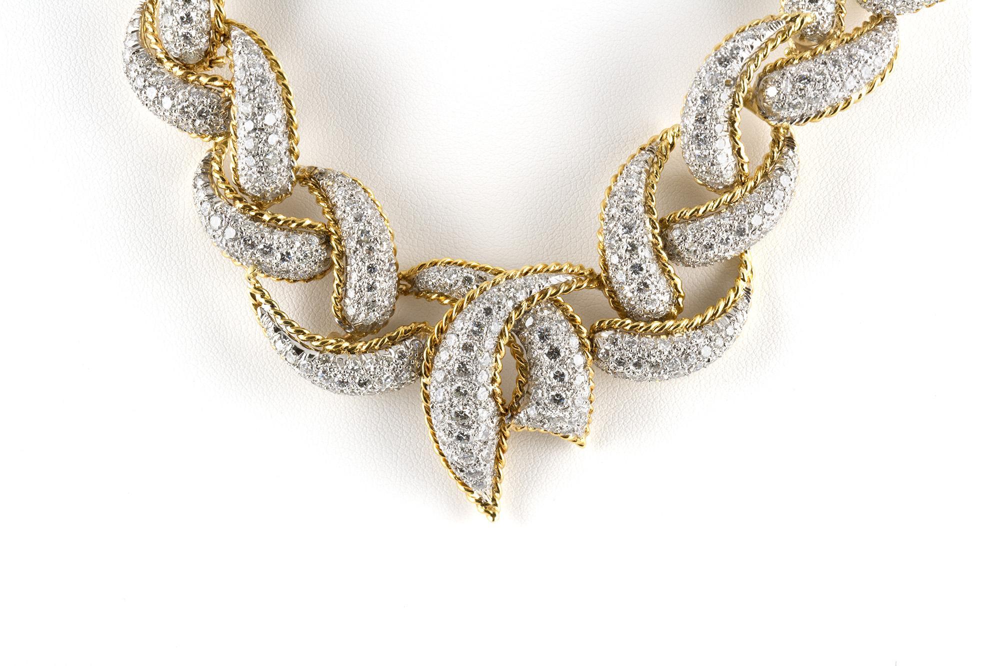 Vintage 1950er Jahre 32,00 Karat Diamant-Halskette (Rundschliff) im Angebot