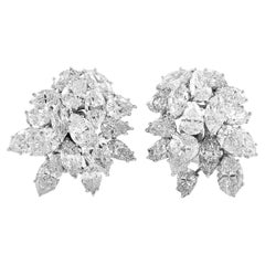 Boucles d'oreilles Vintage 1950 32.00 Carat en forme de poire et diamant taillé en Marquise