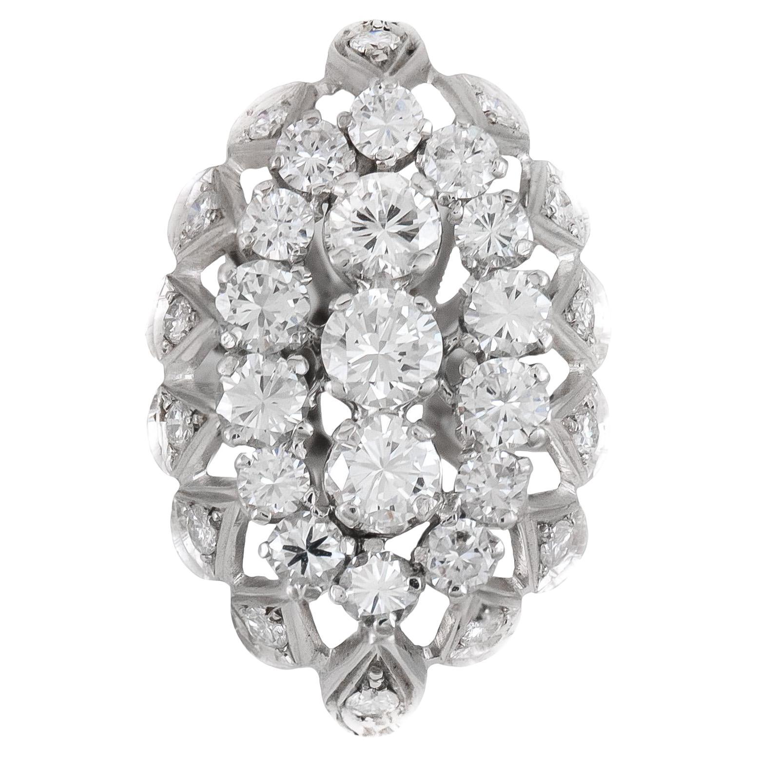 Anillo vintage de diamantes de 3,30 quilates de los años 50
