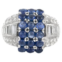 Vintage 1950s 3.50 Carat Sapphire and 2.50 Carat Diamond Ring