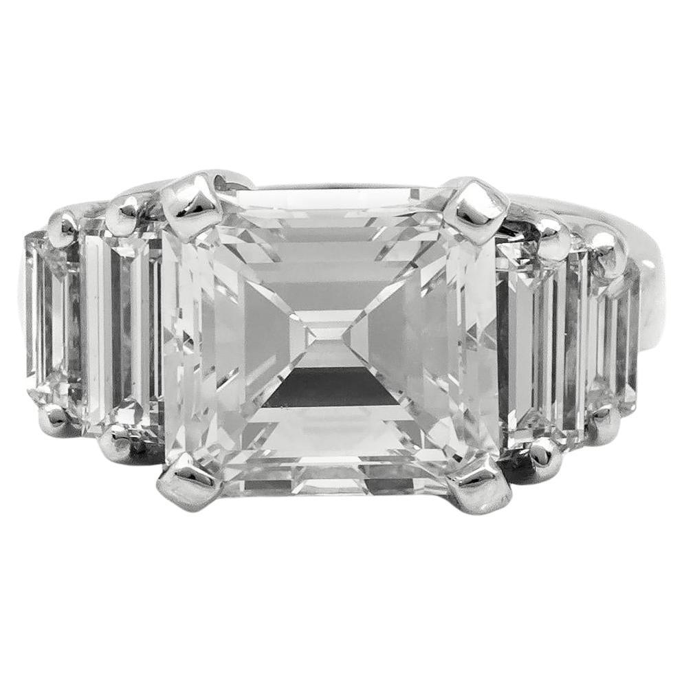 Vintage 1950s 3.75 Carat Emerald Cut Diamond Engagement Ring