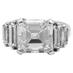 Vintage 1950s 3.75 Carat Emerald Cut Diamond Engagement Ring