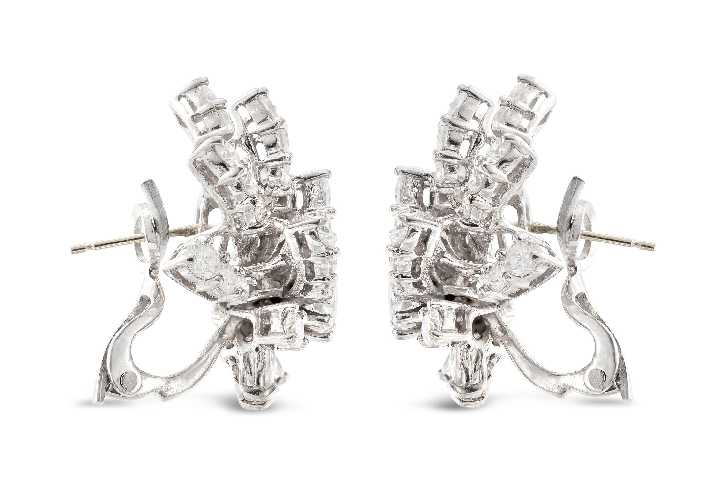 Vintage 1950er Jahre 3,80 Karat Multischliff-Diamant-Ohrringe im Zustand „Gut“ im Angebot in New York, NY