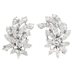 Vintage 1950er Jahre 3,80 Karat Multischliff-Diamant-Ohrringe